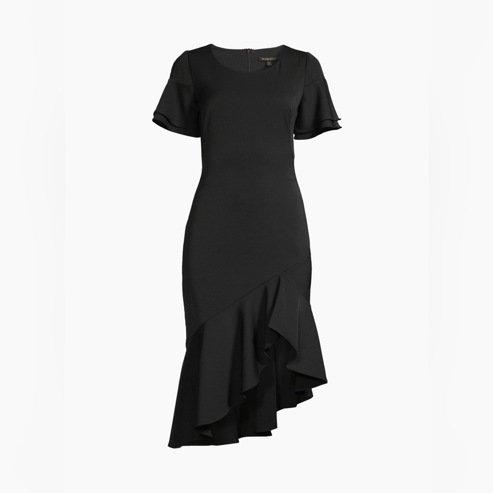 NWT Black Halo Ruiz Asymmetric Ruffled Dress
